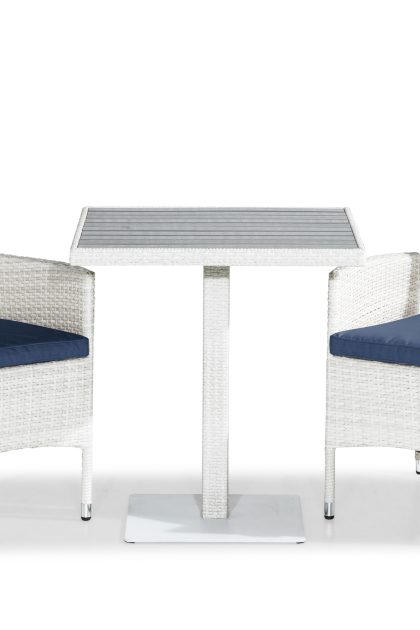 Caféset bahamas 70x70 + 2 jenny fåtölj ställbar m dyna - vit|blå
