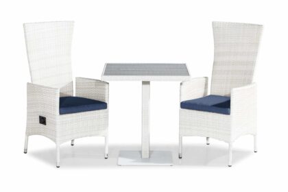Caféset bahamas 70x70 + 2 jenny fåtölj ställbar m dyna - vit|blå