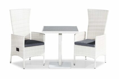 Caféset bahamas 70x70 + 2 jenny fåtölj ställbar m dyna - vit|grå