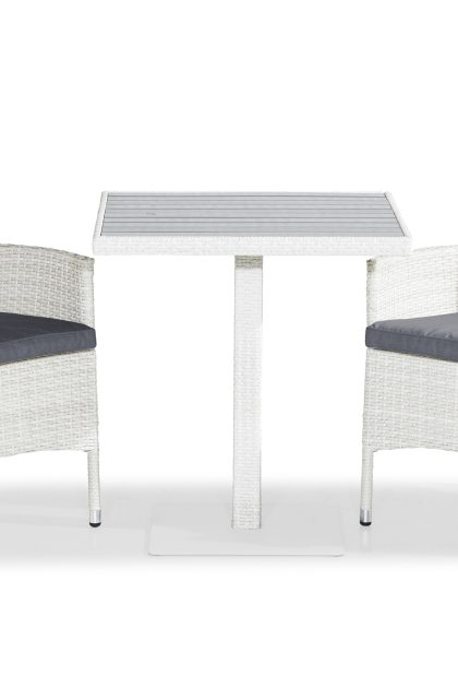 Caféset bahamas 70x70 + 2 thor fåtölj m dyna - vit|grå