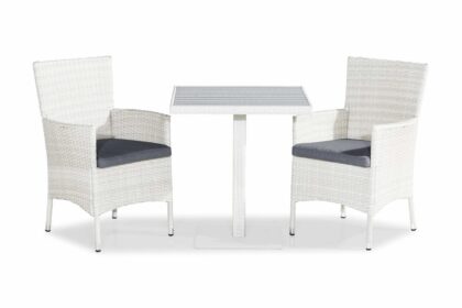 Caféset bahamas 70x70 + 2 thor fåtölj m dyna - vit|grå