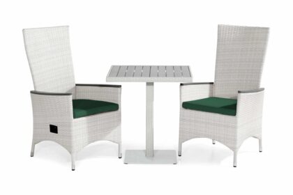 Caféset bahamas 70x70 + 2 jenny lyx fåtölj ställbar m dyna - vit|grå|grön