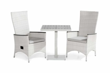 Caféset bahamas 70x70 + 2 jenny lyx fåtölj ställbar m dyna - vit|grå|offwhite