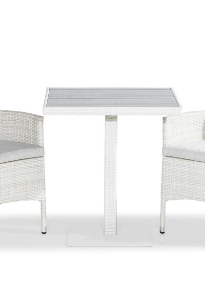 Caféset bahamas 70x70 + 2 thor fåtölj m dyna - vit|offwhite