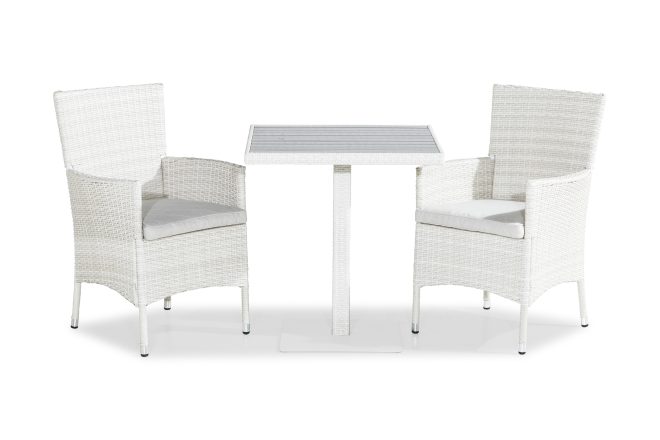 Caféset bahamas 70x70 + 2 thor fåtölj m dyna - vit|offwhite