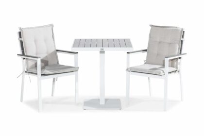 Caféset tunis 70x70 + 2 tunis stapelstol m dyna - vit|grå|offwhite