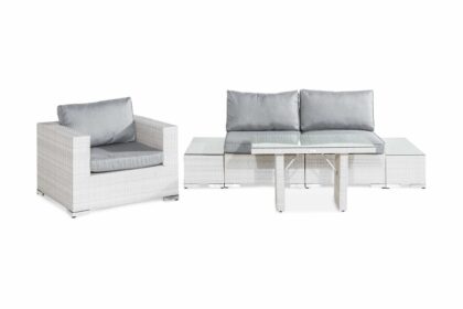 Loungegrupp utomhus bahamas 3-sits - vit bord fåtölj avslut