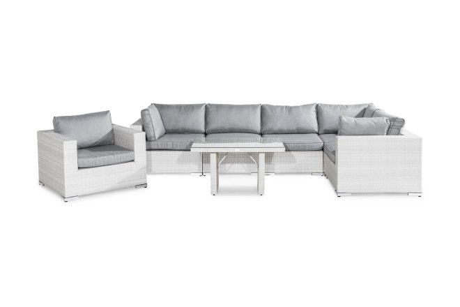 Loungegrupp utomhus bahamas 6-sits - vit bord fåtölj