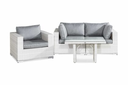 Loungegrupp utomhus bahamas 3-sits - vit bord fåtölj