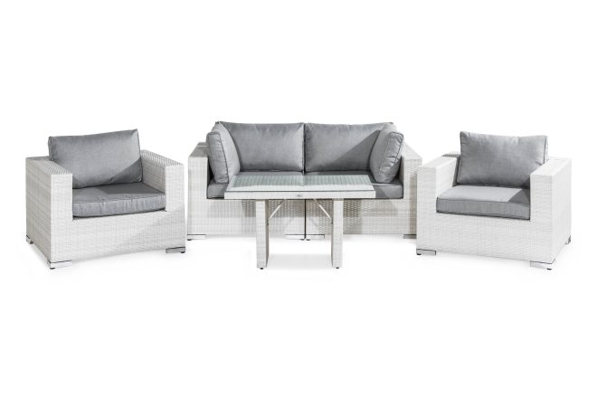 Loungegrupp utomhus bahamas 4-sits - vit bord 2 fåtöljer