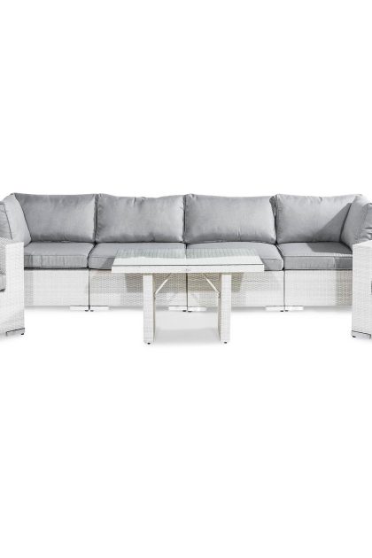 Loungegrupp utomhus bahamas 6-sits - vit bord 2 fåtöljer