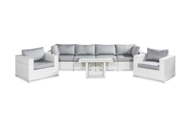 Loungegrupp utomhus bahamas 6-sits - vit bord 2 fåtöljer