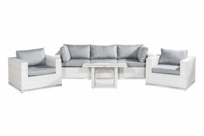 Loungegrupp utomhus bahamas 5-sits - vit bord 2 fåtöljer