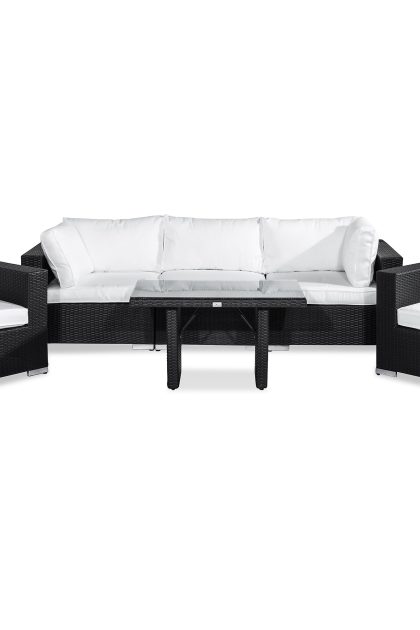 Loungegrupp utomhus bahamas 5-sits - svart bord 2 fåtöljer