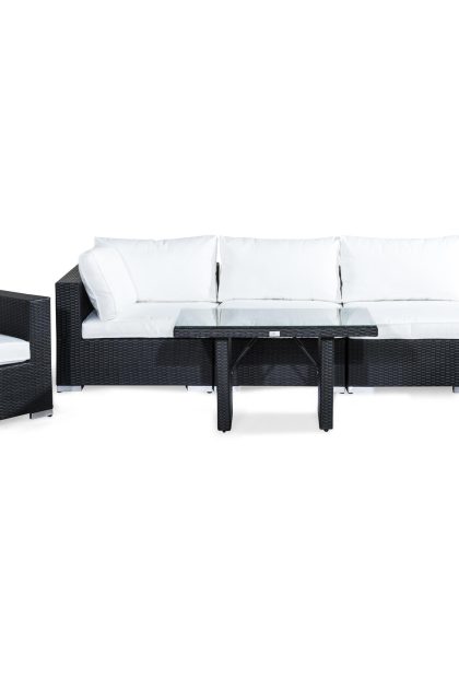 Loungegrupp utomhus bahamas 6-sits - svart bord fåtölj divan