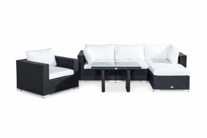 Loungegrupp utomhus bahamas 5-sits - svart bord fåtölj divan