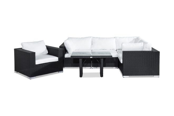 Loungegrupp utomhus bahamas 5-sits - svart bord fåtölj