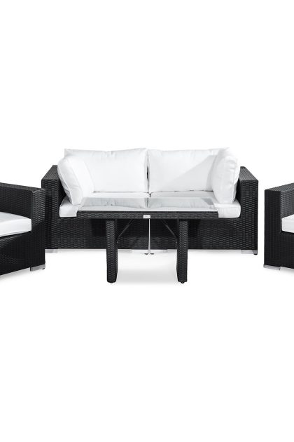 Loungegrupp utomhus bahamas 4-sits - svart bord 2 fåtöljer