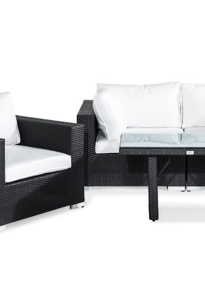Loungegrupp utomhus bahamas 3-sits - svart bord fåtölj