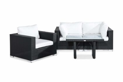 Loungegrupp utomhus bahamas 3-sits - svart bord fåtölj