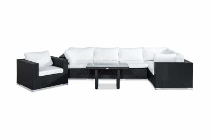 Loungegrupp utomhus bahamas 6-sits - svart bord fåtölj