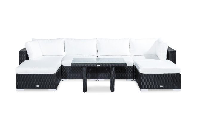 Loungegrupp utomhus bahamas 6-sits - svart bord 2 divaner