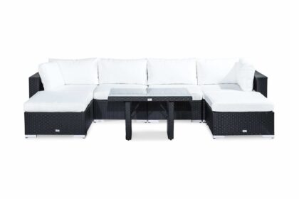 Loungegrupp utomhus bahamas 6-sits - svart bord 2 divaner