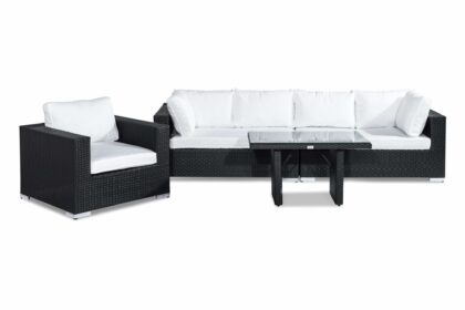 Loungegrupp utomhus bahamas 5-sits - svart bord fåtölj