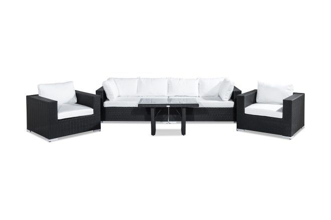 Loungegrupp utomhus bahamas 6-sits - svart bord 2 fåtöljer