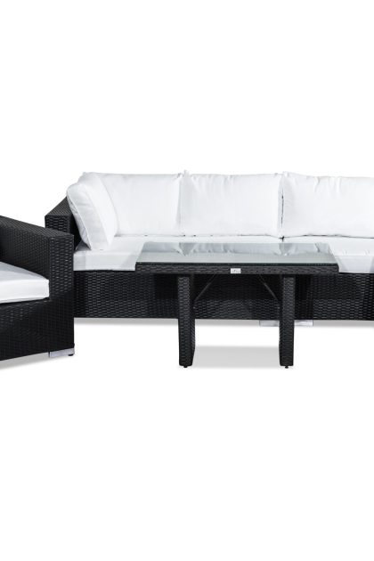 Loungegrupp utomhus bahamas 6-sits - svart bord fåtölj divan