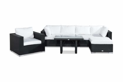 Loungegrupp utomhus bahamas 6-sits - svart bord fåtölj divan