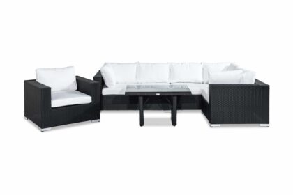 Loungegrupp utomhus bahamas 6-sits - svart bord fåtölj