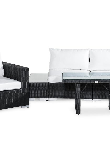 Loungegrupp utomhus bahamas 3-sits - svart bord fåtölj avslut