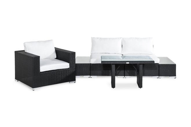 Loungegrupp utomhus bahamas 3-sits - svart bord fåtölj avslut