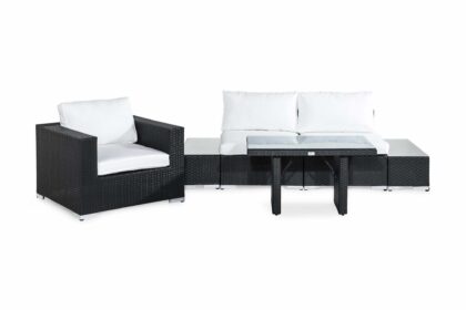 Loungegrupp utomhus bahamas 3-sits - svart bord fåtölj avslut