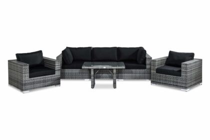 Loungegrupp utomhus bahamas 5-sits - grå bord 2 fåtöljer