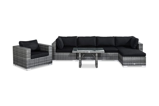 Loungegrupp utomhus bahamas 6-sits - grå bord fåtölj divan