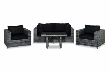 Loungegrupp utomhus bahamas 4-sits - grå bord 2 fåtöljer