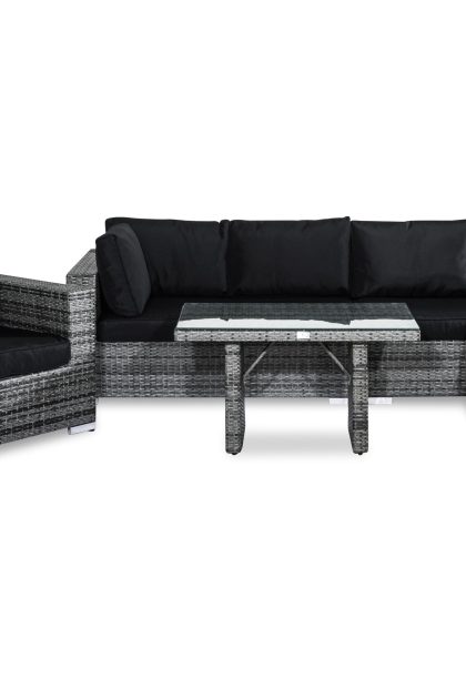 Loungegrupp utomhus bahamas 6-sits - grå bord fåtölj divan