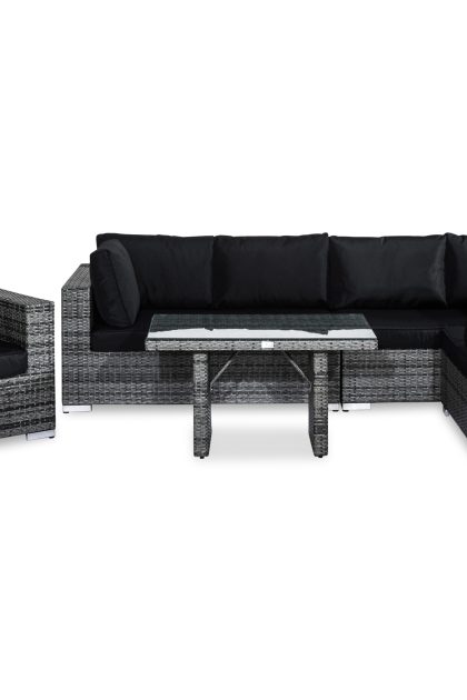 Loungegrupp utomhus bahamas 6-sits - grå bord fåtölj
