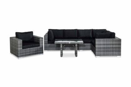 Loungegrupp utomhus bahamas 6-sits - grå bord fåtölj