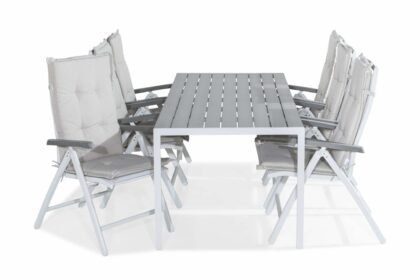 Matgrupp utomhus tunis 205x90 + 6 monaco lyx positionsstol m dyna - vit|offwhite