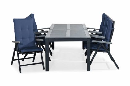 Matgrupp monaco 220-280x100 + 6 monaco positionsstol m dyna - svart|grå|blå