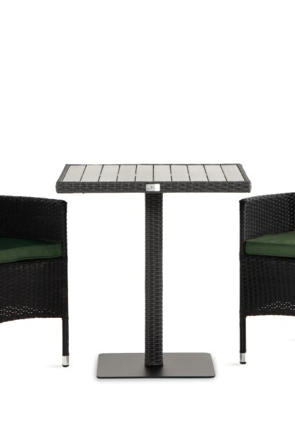 Caféset bahamas 70x70 + 2 jenny fåtölj ställbar m dyna - svart|grön