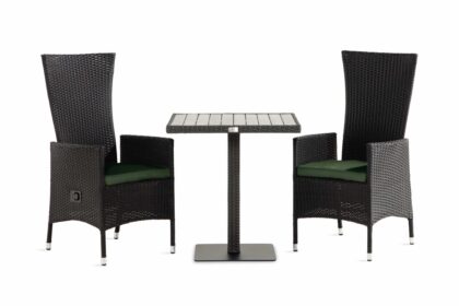 Caféset bahamas 70x70 + 2 jenny fåtölj ställbar m dyna - svart|grön