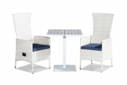 Caféset sierra 70x70 +2 jenny fåtölj ställbar m dyna - vit|blå