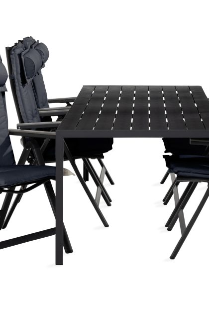 Matgrupp utomhus tunis 90x205 + 6 monaco light stol m dyna - svart|grå