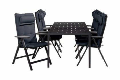 Matgrupp utomhus tunis 90x205 + 6 monaco light stol m dyna - svart|grå