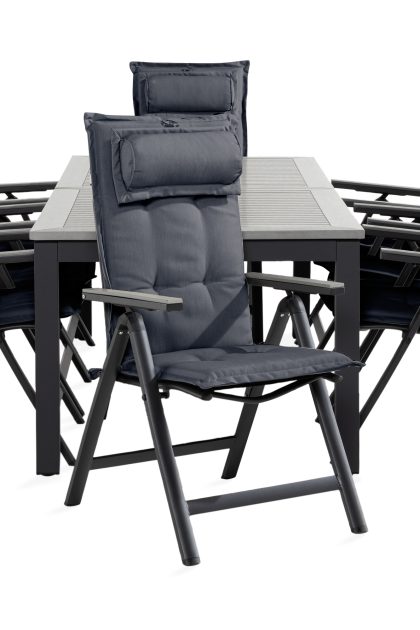 Matgrupp utomhus monaco 100x220-280 + 8 monaco light stol m dyna - svart|grå