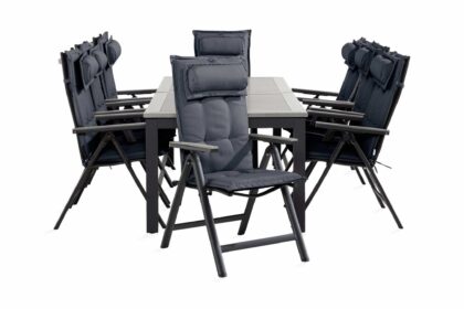 Matgrupp utomhus monaco 100x220-280 + 8 monaco light stol m dyna - svart|grå